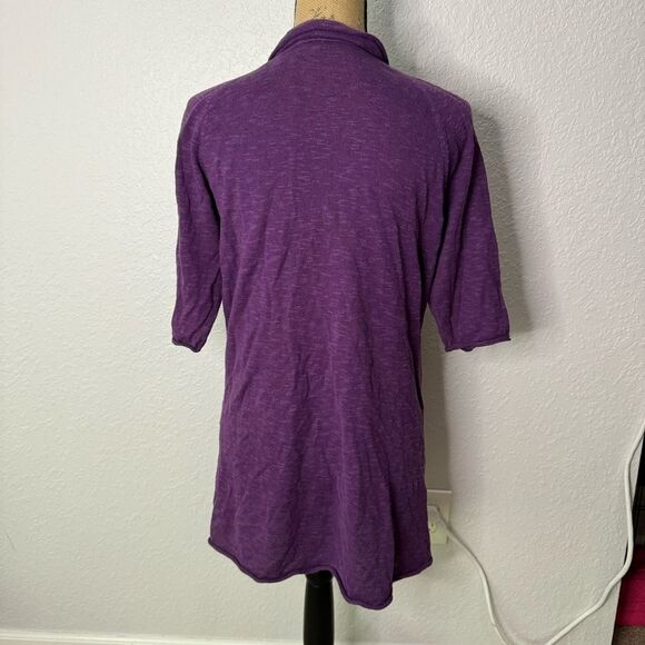 Eileen Fisher Straight Cardigan Size L Purple Linen Blend Open Front Half Sleeve - Picture 8 of 8